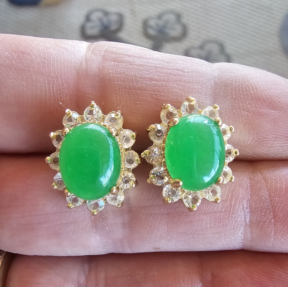 Green & Gold Post Earrings